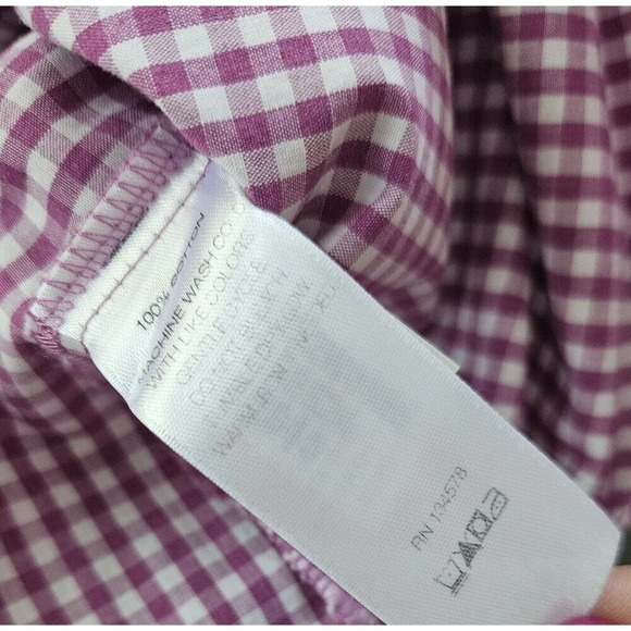 Vineyard Vines Women's Purple Gingham Shirt 1/2 Button Front Collared Size 2 - Picture 7 of 12
